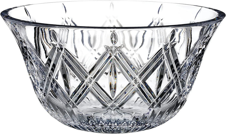 Marquis by Waterford Lacey Decorative Bowl with Diagonal Pattern, 9-Inch Clear Crystalline Home Accent